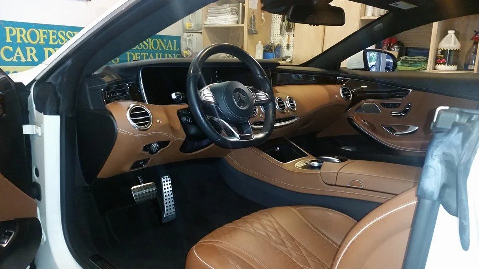 Vehicle interior after deep cleaning with leather conditioning